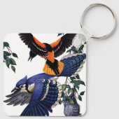 wilde dieren, blauwe jassen die vliegen sleutelhanger (Achterkant)