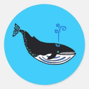 Wilde dieren - Blauwe vinvis - Oceaanblauw Ronde Sticker
