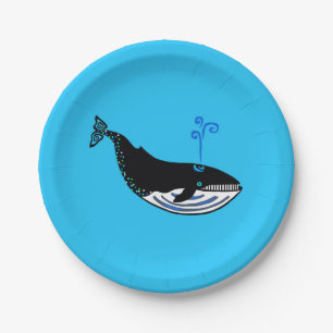 Wilde dieren - Blauwe WALVIS - Marine - Ocean blue Papieren Bordje
