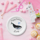 Wilde dieren - Blue WHALE - Happy Birthday - Feest Papieren Bordje (Feest)