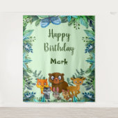 Wilde Dieren Bos Gebladerte Achtergrond Wandkleed (Voorkant)