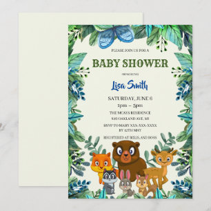 Wilde dieren Bosbossen Baby shower Kaart