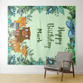 Wilde Dieren Bosgrond Groene Achtergrond Wandkleed (In Situ (horizontaal))