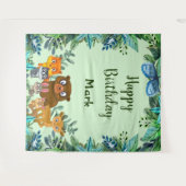 Wilde Dieren Bosgrond Groene Achtergrond Wandkleed (Voorkant (horizontaal))