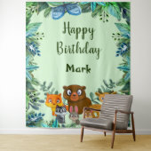 Wilde Dieren Boswachtersgebied Groene Achtergrond Wandkleed (In situ)