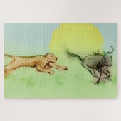 Wilde dieren Chase in Natuur - Lon & Buffalo Legpuzzel (Horizontaal)