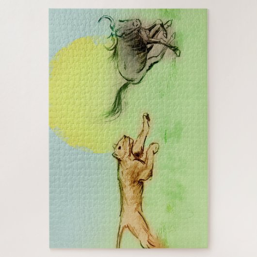 Wilde dieren Chase in Natuur - Lon & Buffalo Legpuzzel (Verticaal)