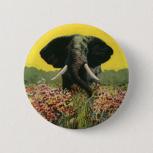  wilde dieren, Cobra Snake African Elephant Ronde Button 5,7 Cm