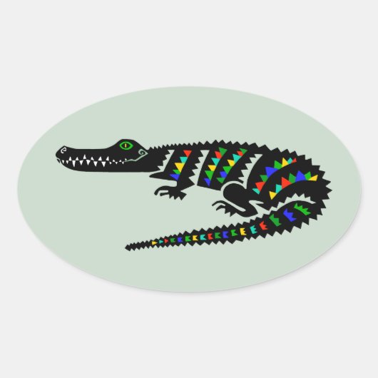 Wilde dieren CROCODILE - Reptiel - Wildlife - USA Ovale Sticker (Voorkant)