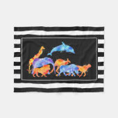Wilde dieren die samen een kleurrijke Waterverf lo Fleece Deken (Voorkant (Horizontaal))