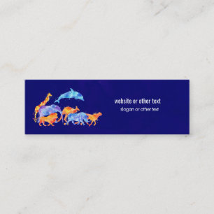 Wilde dieren die samen een kleurrijke Waterverf lo Mini Visitekaartje