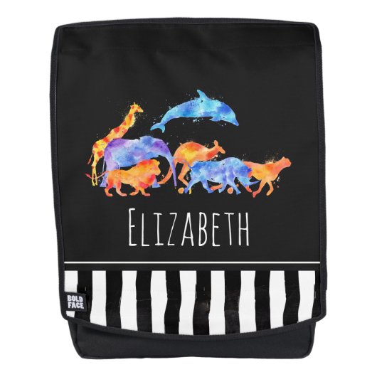 Wilde dieren die samen een kleurrijke Waterverf lo Rugtassen (Voorkant)