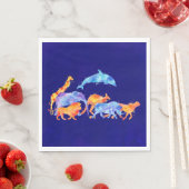 Wilde dieren die samen een kleurrijke Waterverf lo Servetten (Insitu)