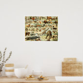  wilde dieren door Adolphe Millot Poster (Keuken)