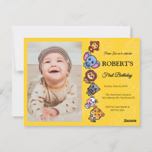 wilde dieren eerste verjaardag briefkaart