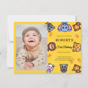 wilde dieren eerste verjaardag briefkaart