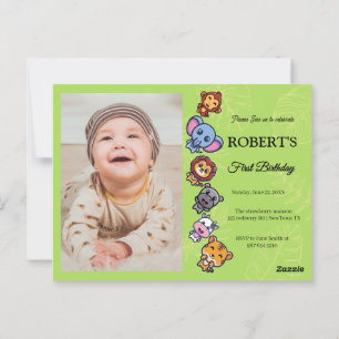 wilde dieren eerste verjaardag briefkaart