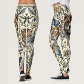 wilde dieren en bloemmotief op wit leggings