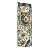  wilde dieren en bloemmotief op wit thermosbeker (Geroteerd rechts)