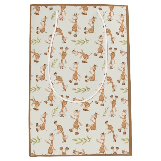 Wilde dieren Giraffe Kinderen Medium Cadeauzakje (Voorkant)