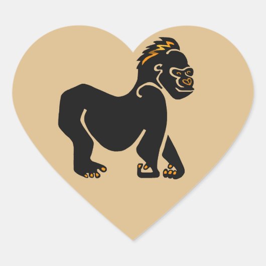 Wilde dieren - GORILLA - aap - primaat - wild Hart Sticker (Voorkant)