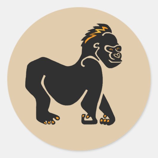 Wilde dieren - GORILLA - Natuur - Afrika Ronde Sticker (Voorkant)