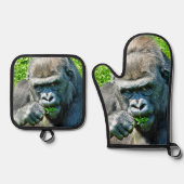 WILDE DIEREN - GORILLAS OVENWANT & PANNENLAP SET (Voorkant)