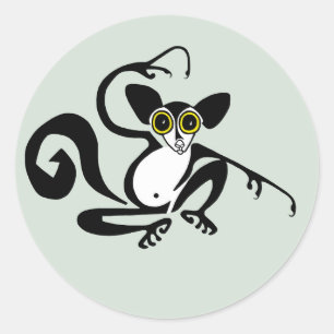 Wilde dieren - Grafisch AYE-AYE - Primaat - Lemur Ronde Sticker