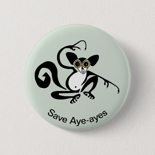Wilde dieren - Graphic Save AYE-AYES - Natuur - Ronde Button 5,7 Cm (Voorkant)