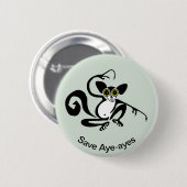 Wilde dieren - Graphic Save AYE-AYES - Natuur - Ronde Button 5,7 Cm (Voorkant /achterkant)