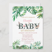 Wilde dieren Greneery striped Birthday Kaart (Voorkant)