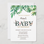 Wilde dieren Grenery verlaat 1e verjaardag Kaart (Voorkant)