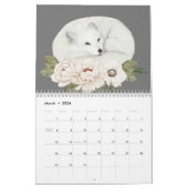 Wilde dieren Grijze Floral Winter Waterverf Kalender (Mar 2026)