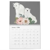 Wilde dieren Grijze Floral Winter Waterverf Kalender (Jan 2026)