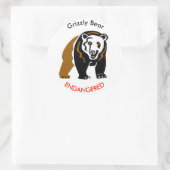 Wilde dieren Grizzly BEER - Bedreigd - Wildlife - Ronde Sticker (Tas)