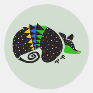 Wilde dieren- Hand getrokken ARMADILLO - Wildlife Ronde Sticker