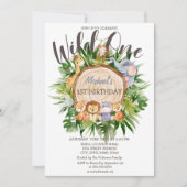 Wilde dieren Hout Glitter Birthday Invitation Kaart (Voorkant)