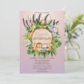 Wilde dieren Hout Glitter Birthday Kaart (Staand voorkant)