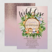 Wilde Dieren Hout Glitter Verjaardag Kaart (Voorkant / Achterkant)