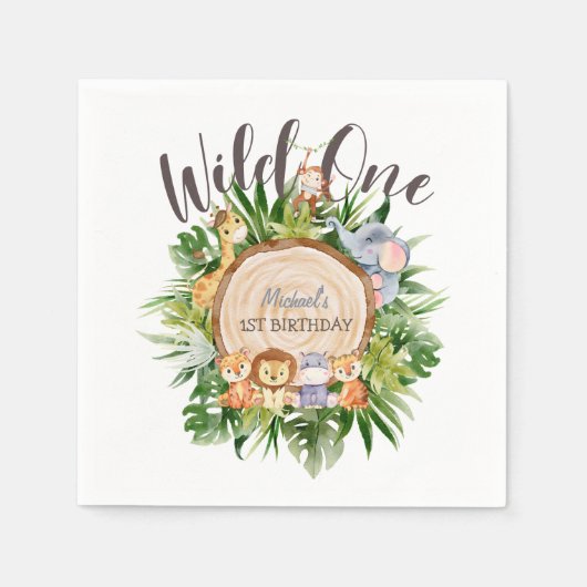 Wilde dieren Houthday Servet (Voorkant)