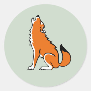 Wilde dieren - Howling Red WOLF - Wildlife - Veren Ronde Sticker