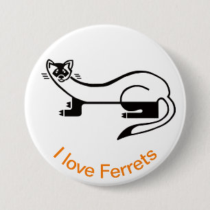 Wilde dieren - I love FERRETS - Natuur Ronde Button 7,6 Cm