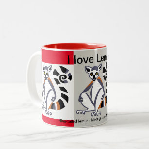 Wilde dieren - I love LEMURS - Natuur - Madagaskar Tweekleurige Koffiemok