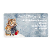 Wilde dieren ijzig Winter cadeau feestelijk op maa Etiket (Voorkant)