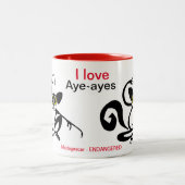 Wilde dieren Ik hou van AYE-AYES - Raar wild - Tweekleurige Koffiemok (Center)
