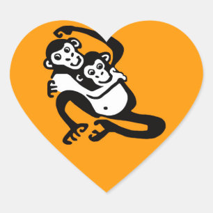 Wilde dieren Ik hou van BONOBOS -Chimpansee - Natu Hart Sticker