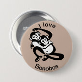 Wilde dieren - Ik hou van BONOBOS - Chimpansees - Ronde Button 7,6 Cm (Voorkant /achterkant)