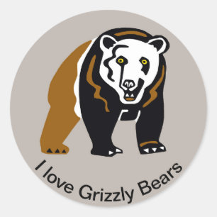 Wilde dieren Ik hou van grizzly BEREN -Dierenvrien Ronde Sticker