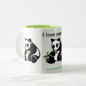 Wilde dieren - Ik hou van PANDAS - Dierenvriend - Tweekleurige Koffiemok (Voorkant links)