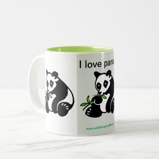 Wilde dieren - Ik hou van PANDAS - Dierenvriend - Tweekleurige Koffiemok (Voorkant links)